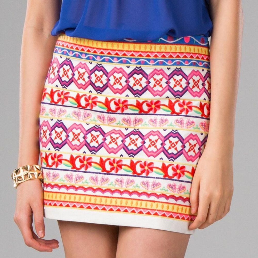 Harper Boho Embroidered Mini Skirt